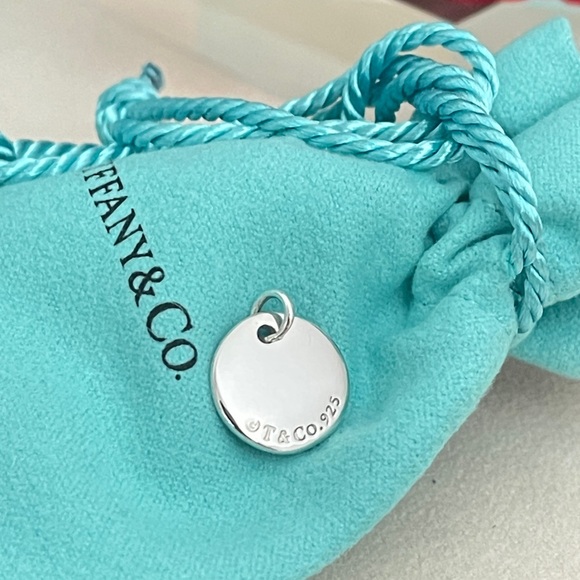 Tiffany Silver Letter K Alphabet Initial Round Circle Notes Charm Pendant NEW - Picture 7 of 14